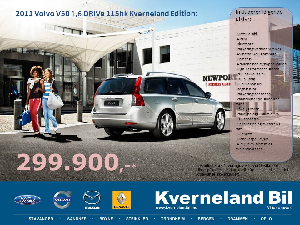 2011 Volvo V50 1,6 DRIVe 115hk Kverneland Edition: Fra kr: