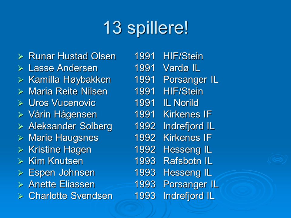 13 spillere! Runar Hustad Olsen 1991 HIF/Stein