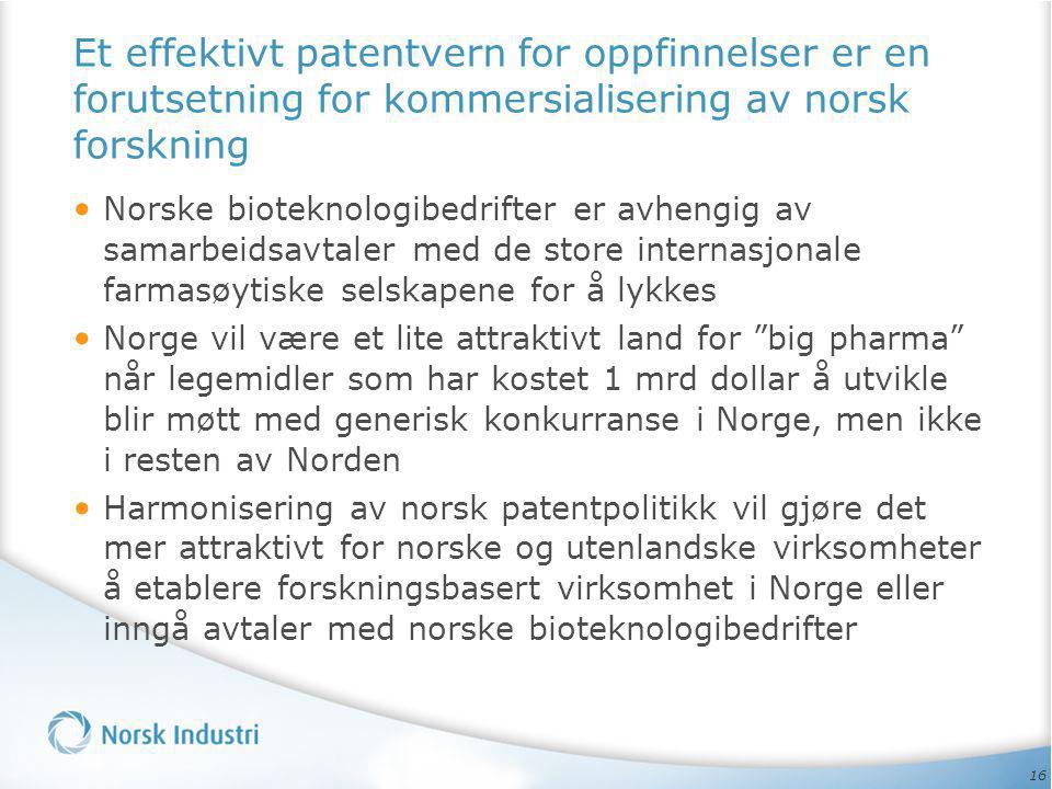Et effektivt patentvern for oppfinnelser er en forutsetning for kommersialisering av norsk forskning