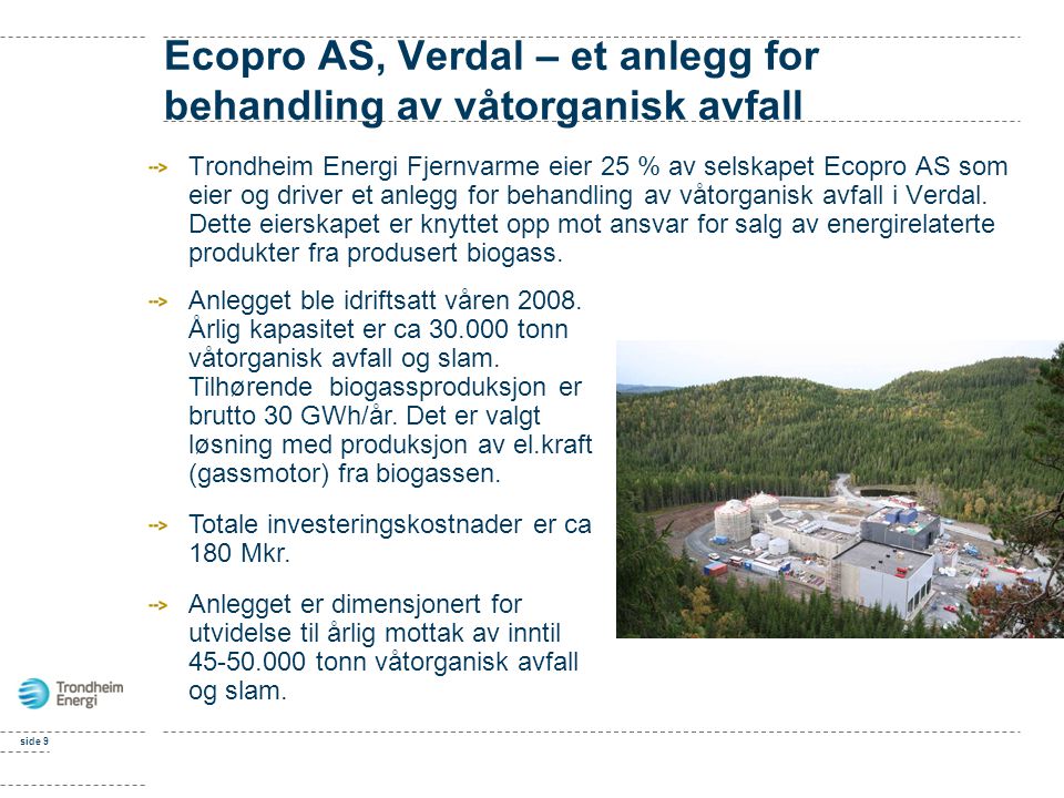 Ecopro AS, Verdal – et anlegg for behandling av våtorganisk avfall