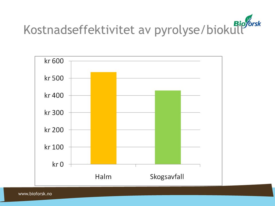 Kostnadseffektivitet av pyrolyse/biokull
