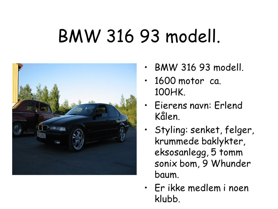 BMW modell. BMW modell motor ca. 100HK.
