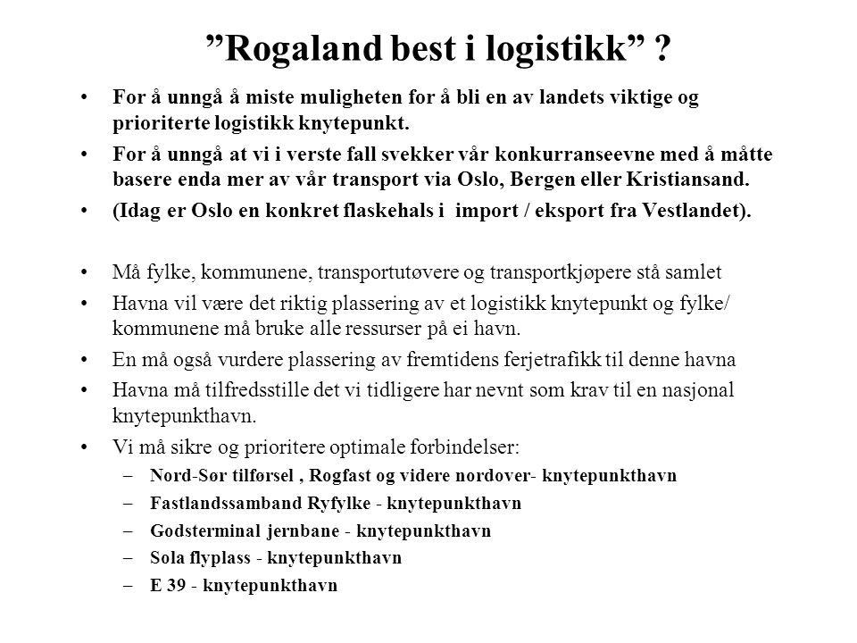 Rogaland best i logistikk