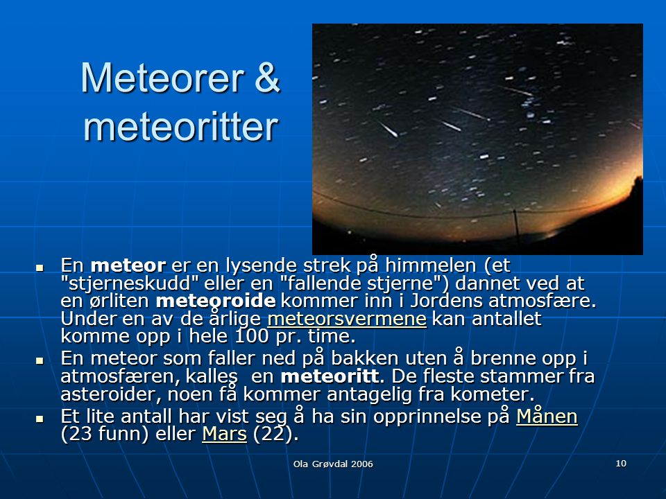 Meteorer & meteoritter