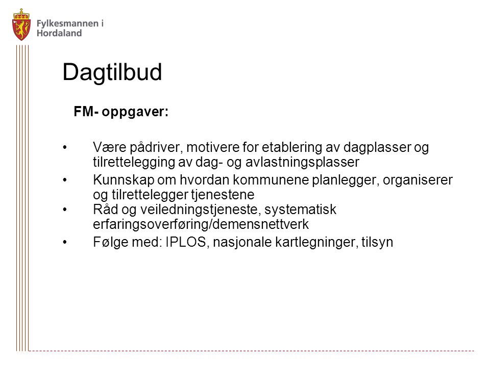Dagtilbud FM- oppgaver: