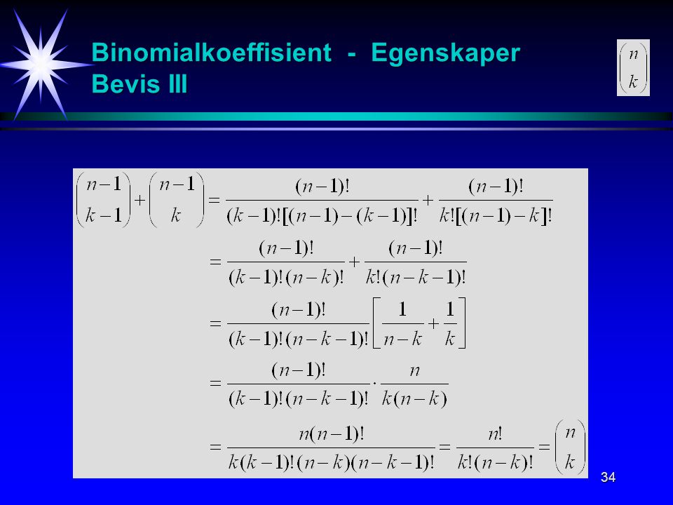 Binomialkoeffisient - Egenskaper Bevis III