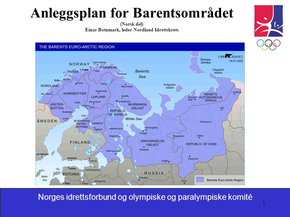 Anleggsplan for Barentsområdet (Norsk del) Einar Botnmark, leder Nordland Idrettskrets