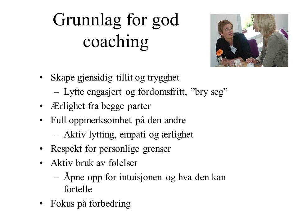 Grunnlag for god coaching