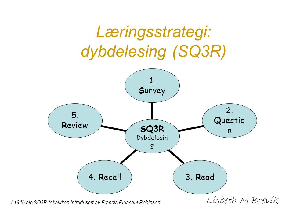 Læringsstrategi: dybdelesing (SQ3R)