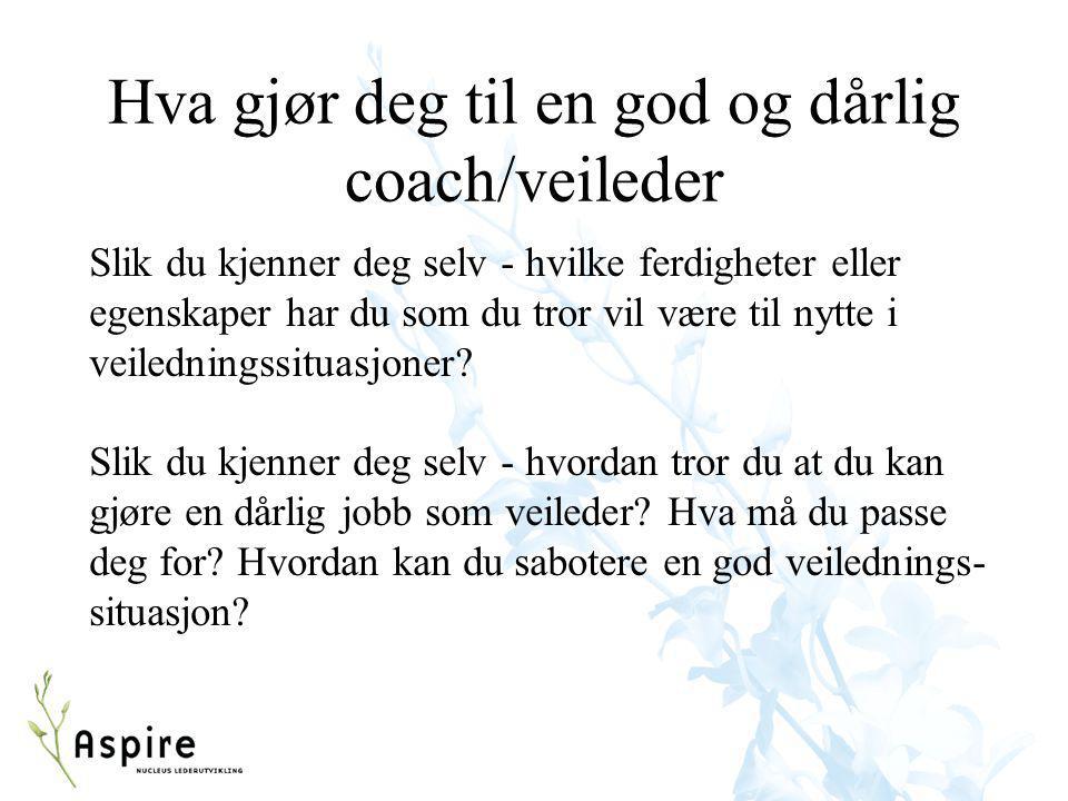 Hva gjør deg til en god og dårlig coach/veileder