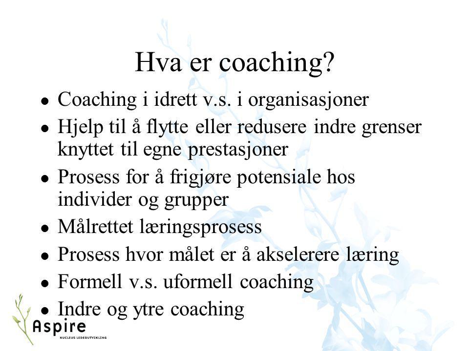 Hva er coaching Coaching i idrett v.s. i organisasjoner