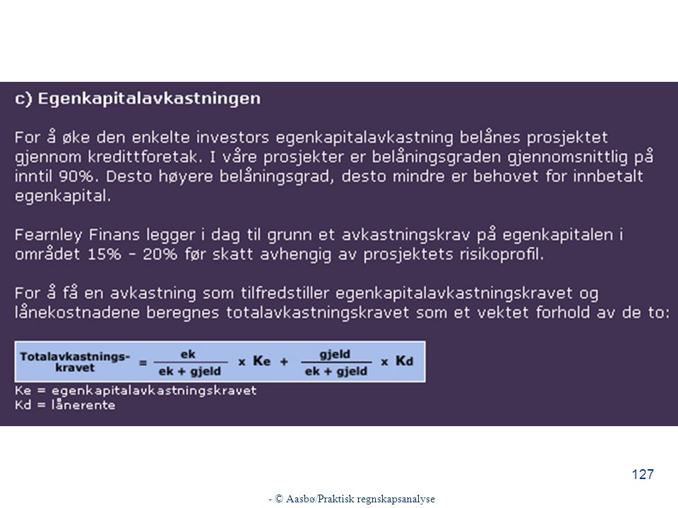 - © Aasbø/Praktisk regnskapsanalyse