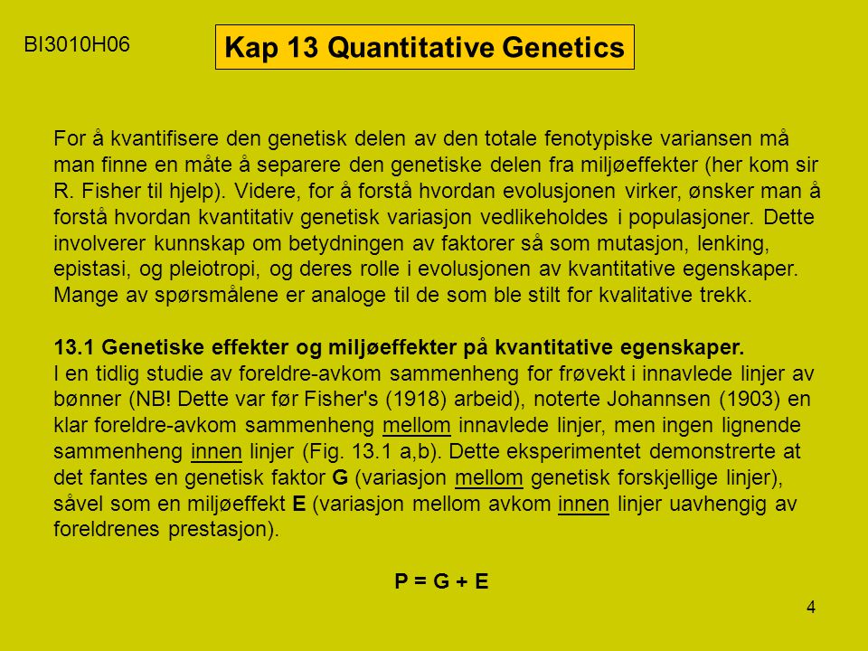 Kap 13 Quantitative Genetics