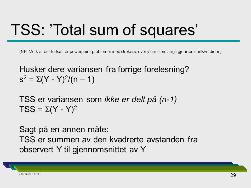 TSS: ’Total sum of squares’