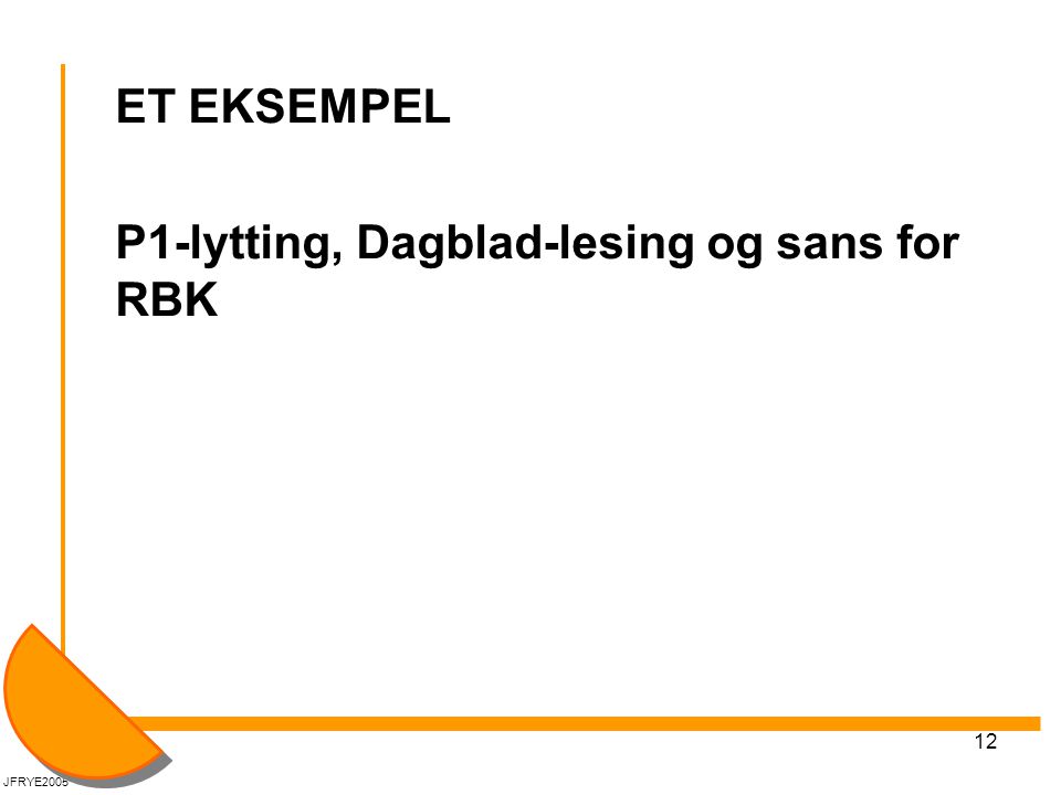 ET EKSEMPEL P1-lytting, Dagblad-lesing og sans for RBK