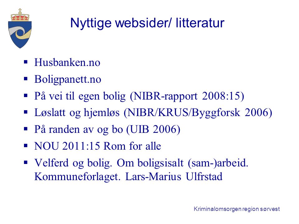 Nyttige websider/ litteratur