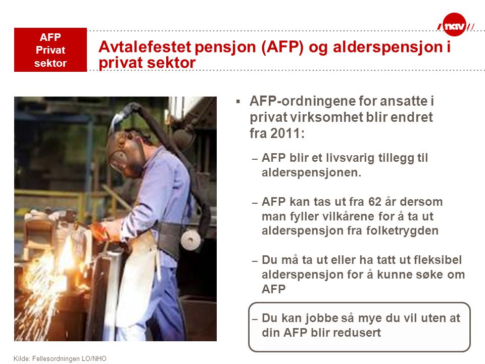 Avtalefestet pensjon (AFP) og alderspensjon i privat sektor