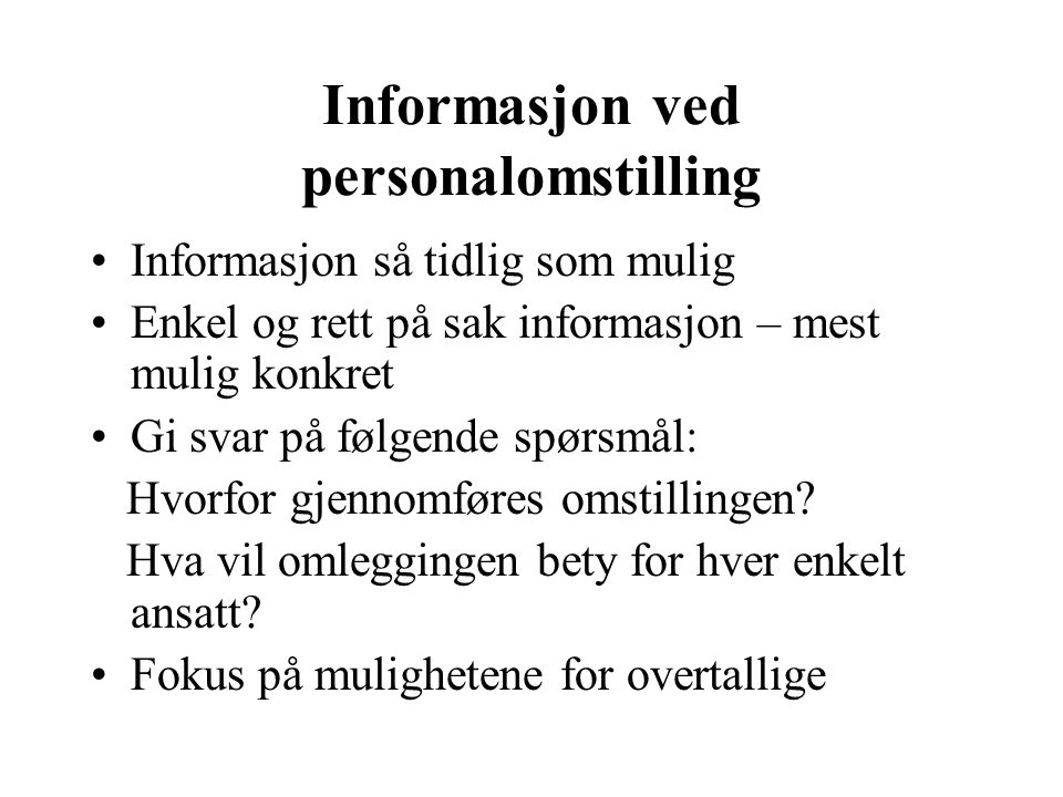 Informasjon ved personalomstilling