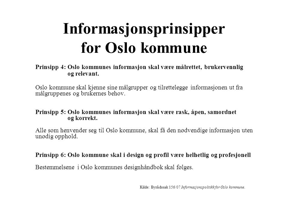 Informasjonsprinsipper for Oslo kommune