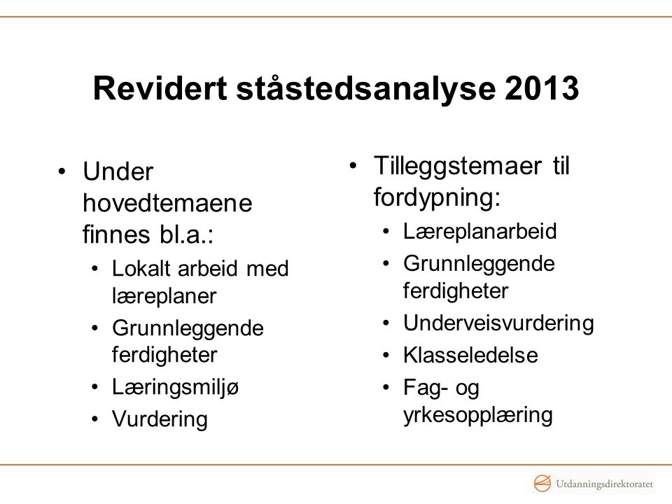 Revidert ståstedsanalyse 2013
