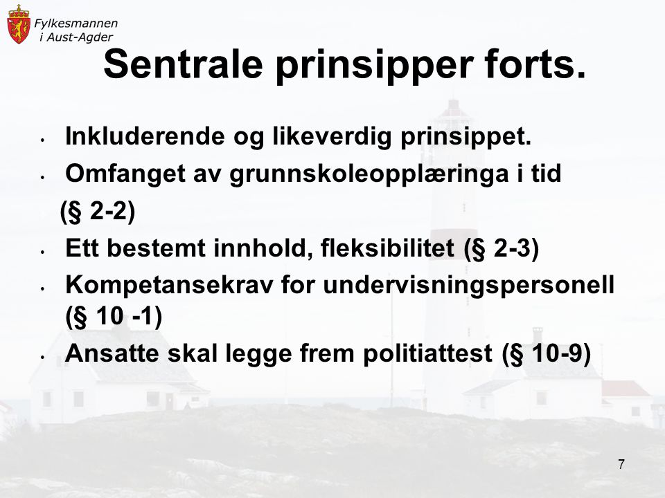 Sentrale prinsipper forts.