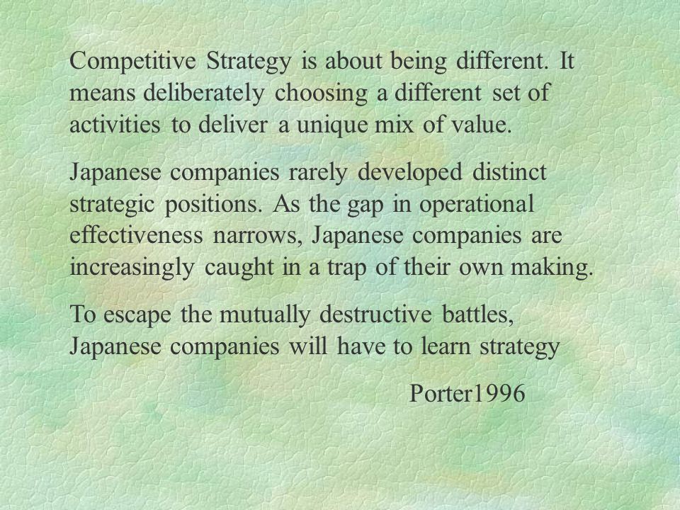 Competitive Strategy is about being different