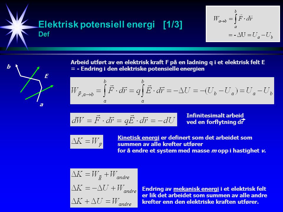 Elektrisk potensiell energi [1/3] Def