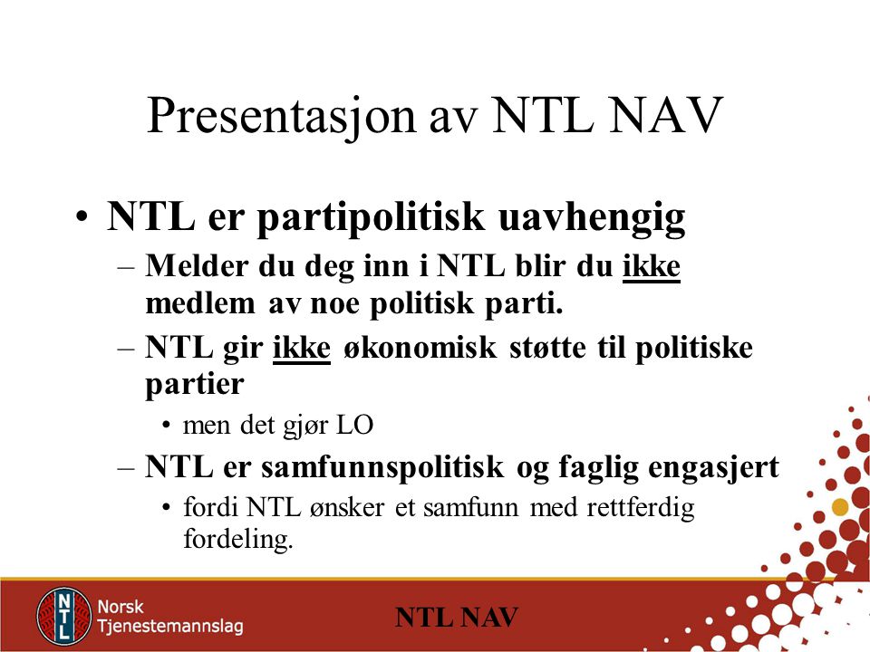 Presentasjon av NTL NAV