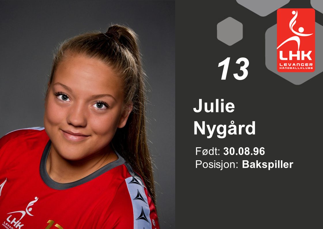 13 Julie Nygård Født: Posisjon: Bakspiller