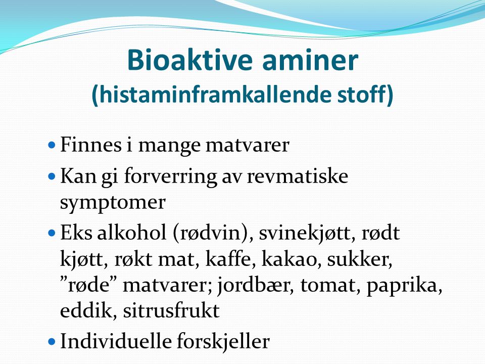 Bioaktive aminer (histaminframkallende stoff)
