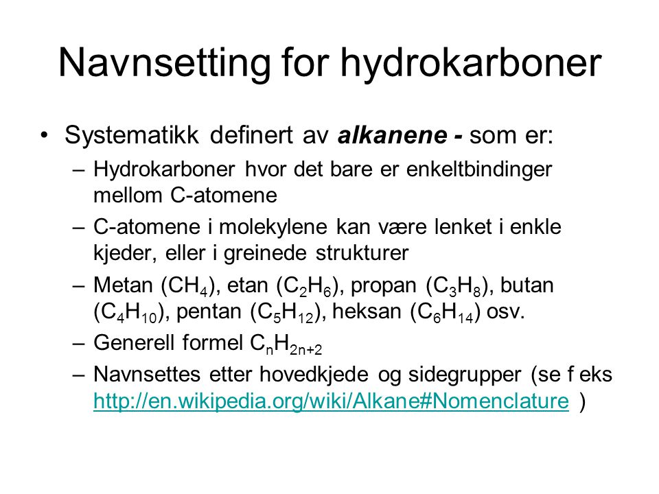 Navnsetting for hydrokarboner