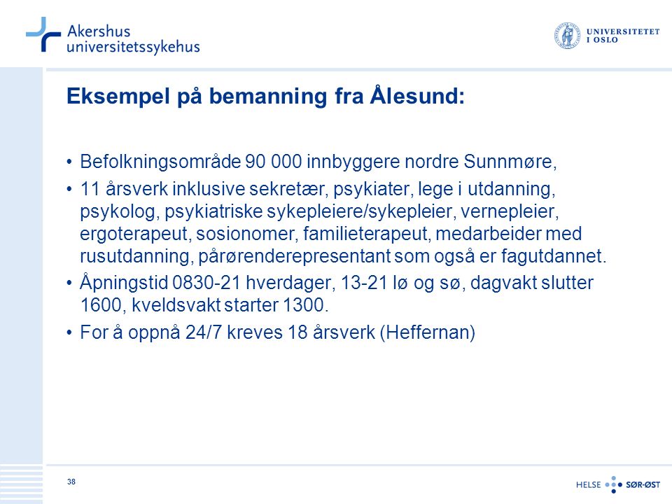 Eksempel på bemanning fra Ålesund: