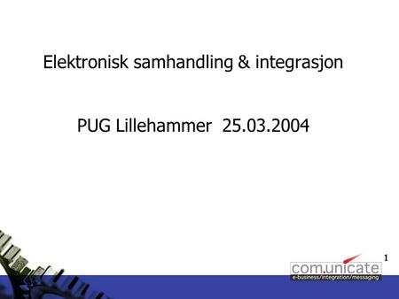 1 Elektronisk samhandling & integrasjon PUG Lillehammer 25.03.2004.
