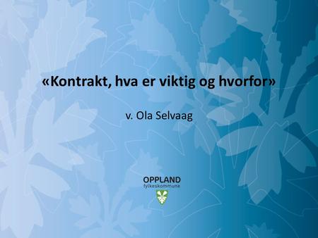 Mulighetenes Oppland «Kontrakt, hva er viktig og hvorfor» v. Ola Selvaag.