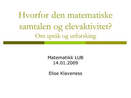 Matematikk LUB Elise Klaveness