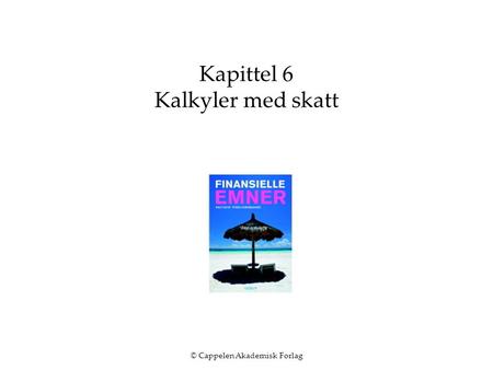 © Cappelen Akademisk Forlag Kapittel 6 Kalkyler med skatt.