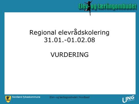 Elev- og lærlingombudet i Nordland Regional elevrådskolering 31.01.-01.02.08 VURDERING.