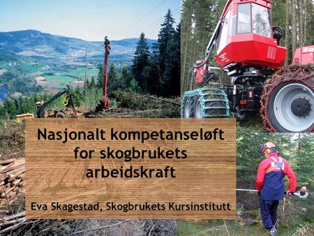 Nasjonalt kompetanseløft for skogbrukets arbeidskraft Eva Skagestad, Skogbrukets Kursinstitutt.