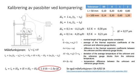 Kalibrering av passbiter ved komparering: