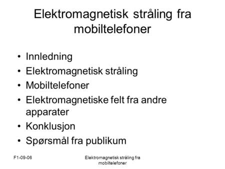 Elektromagnetisk stråling fra mobiltelefoner