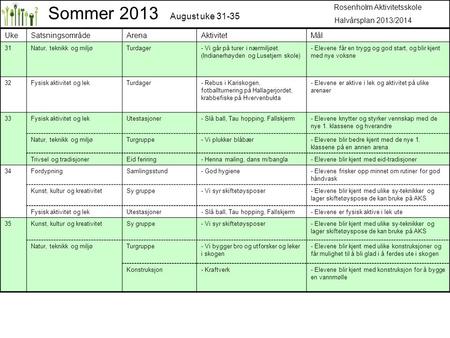 Sommer 2013 August uke Rosenholm Aktivitetsskole