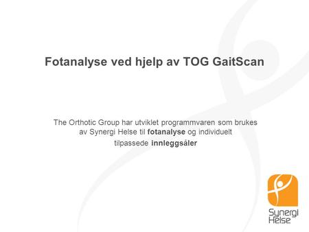 Fotanalyse ved hjelp av TOG GaitScan