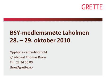 BSY-medlemsmøte Laholmen 28. – 29. oktober 2010