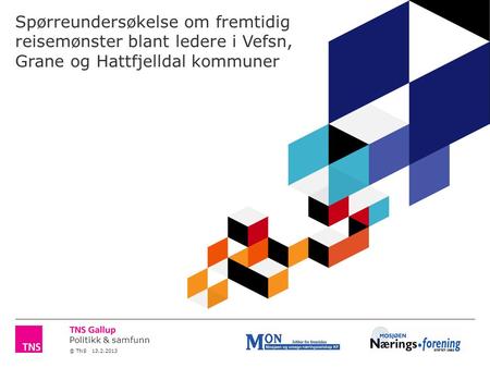 Politikk & samfunn © TNS 13.2.2013 Spørreundersøkelse om fremtidig reisemønster blant ledere i Vefsn, Grane og Hattfjelldal kommuner.