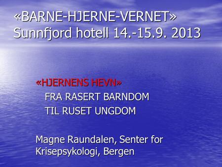«BARNE-HJERNE-VERNET» Sunnfjord hotell