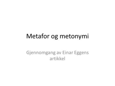 Gjennomgang av Einar Eggens artikkel