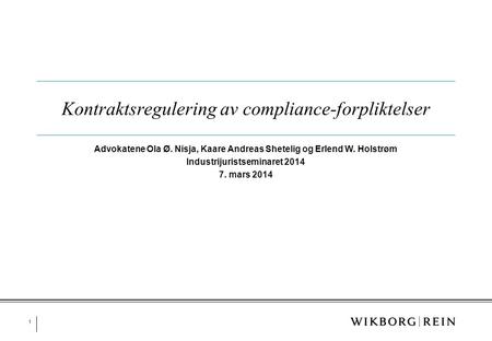 Kontraktsregulering av compliance-forpliktelser