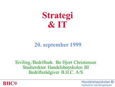 Strategi & IT 20. september 1999
