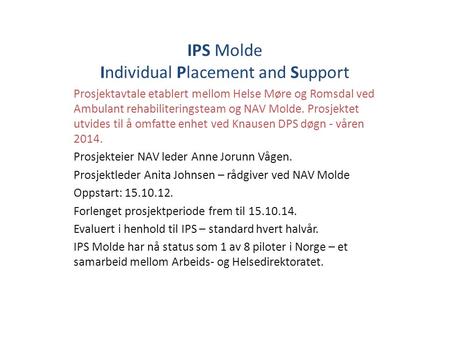 IPS Molde Individual Placement and Support