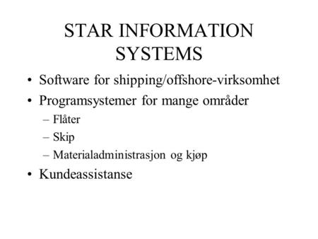 STAR INFORMATION SYSTEMS